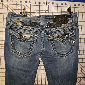 Miss Me Blue Boot Cut Jeans with Silver Accents